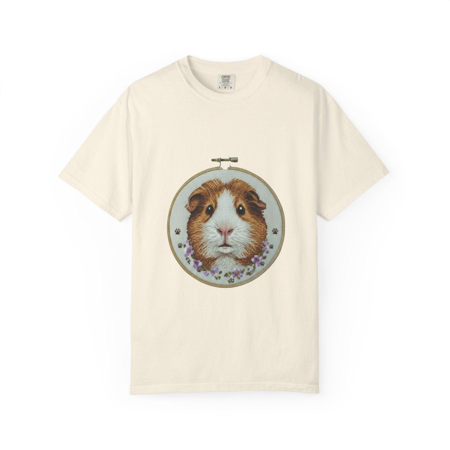 Guinea Pig Portrait T-shirt | Embroidery Hoop Style, Cute Pet Graphic