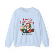 Cozy Christmas Crewneck Sweatshirt - Santa's Livestream Fun, Unisex Holiday Pullover, Gift for Gamers, Xmas Comfort Wear, Festive Sweatshirt