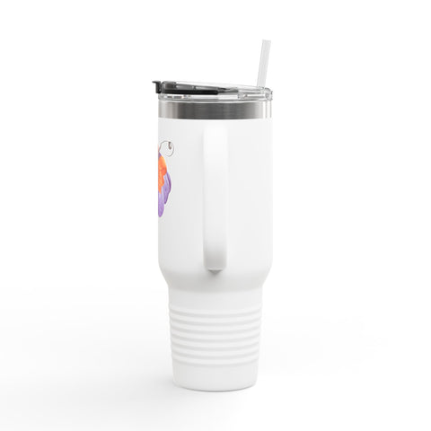 Purple Pumpkin Wrapped In A Bow Insulated Travel Mug, 40oz