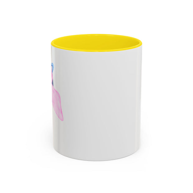 Blue Saturn Wrapped In A Pink Bow Accent Coffee Mug