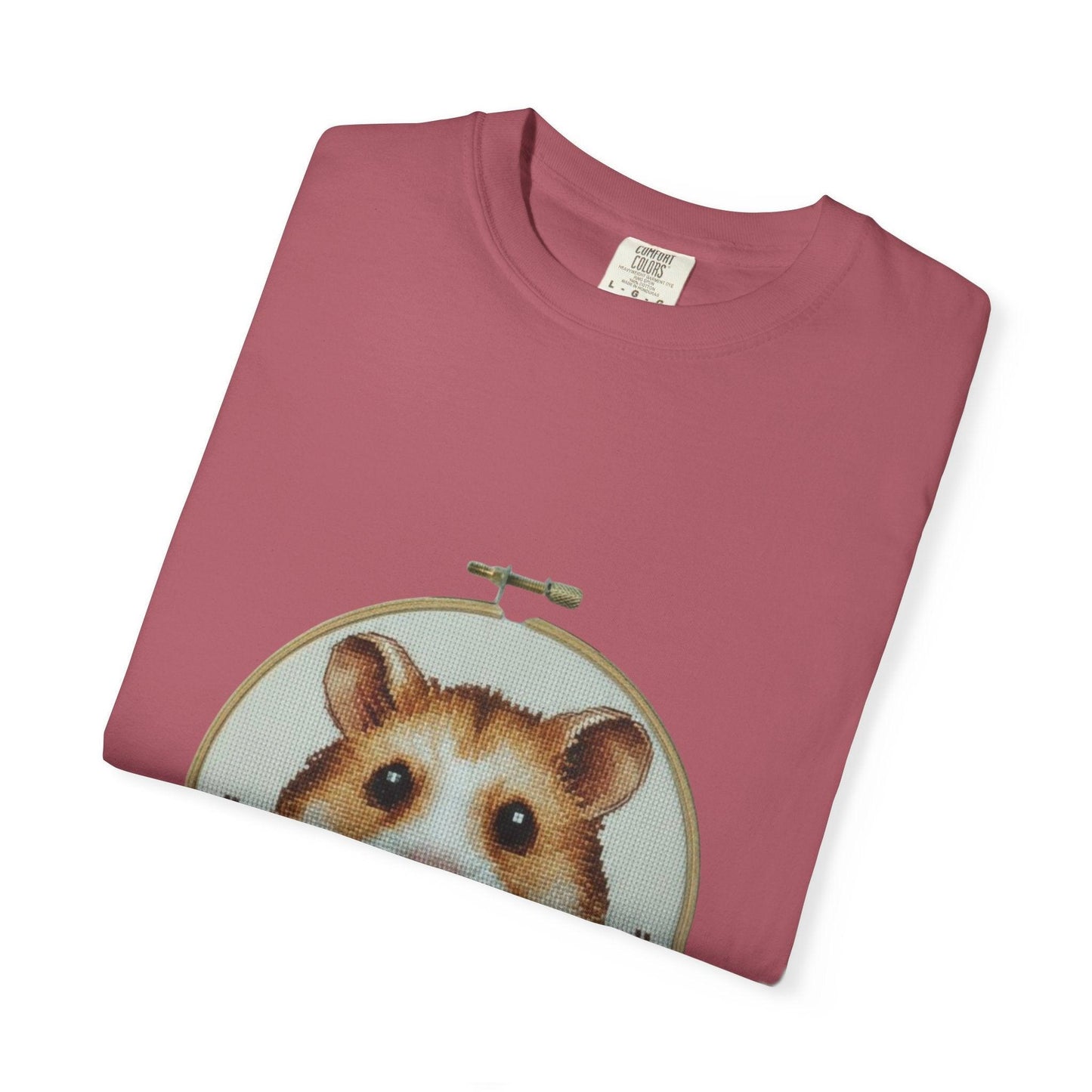 Hamster Portrait Embroidery Hoop T-shirt | Cute Small Pet Illustration