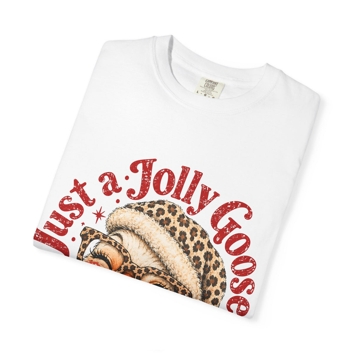 Jolly Goose Christmas Shirt, Funny Christmas Goose Tee, Leopard Santa Goose Shirt, Goose Lover Gift, Retro Holiday T-Shirt