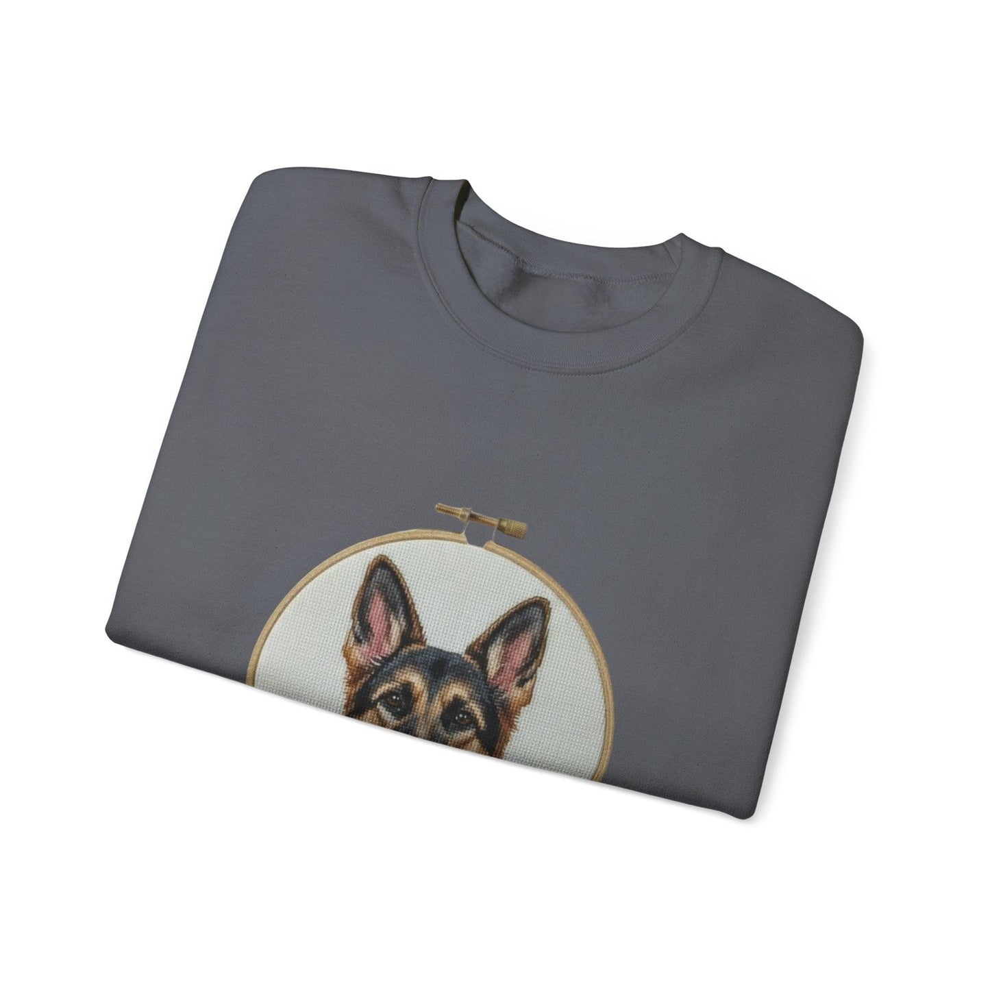 German Shepherd Portrait Embroidery Hoop Sweatshirt | Floral Dog Face