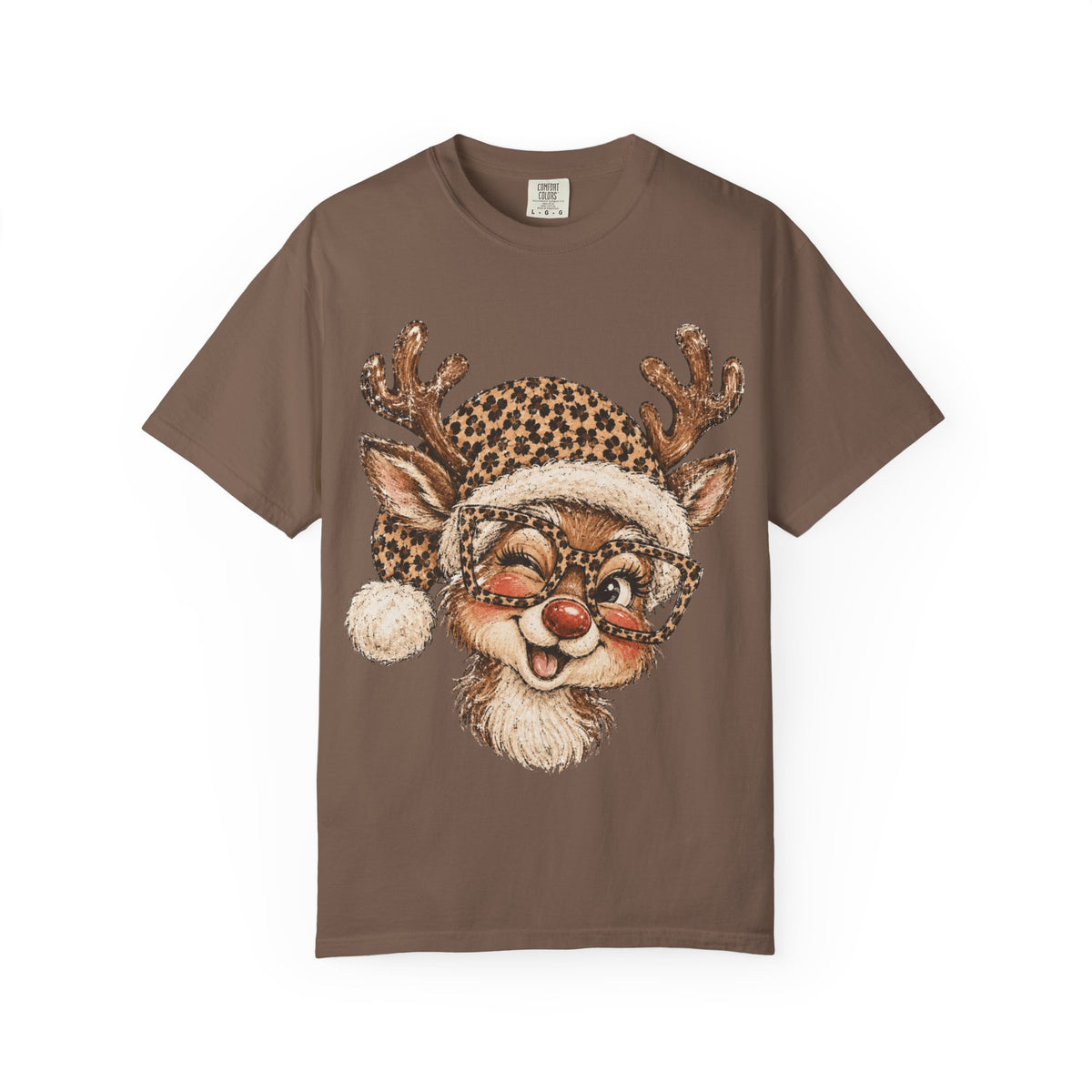 Leopard Reindeer Christmas Shirt, Retro Reindeer Tee, Cheetah Print Holiday Shirt, Cute Christmas T-Shirt, Reindeer Gift for Her