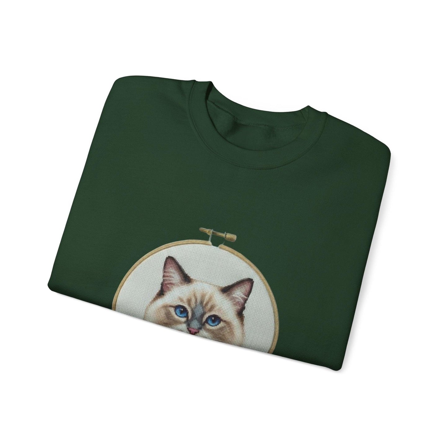 Ragdoll Cat Portrait Sweatshirt | Embroidery Hoop Floral Frame
