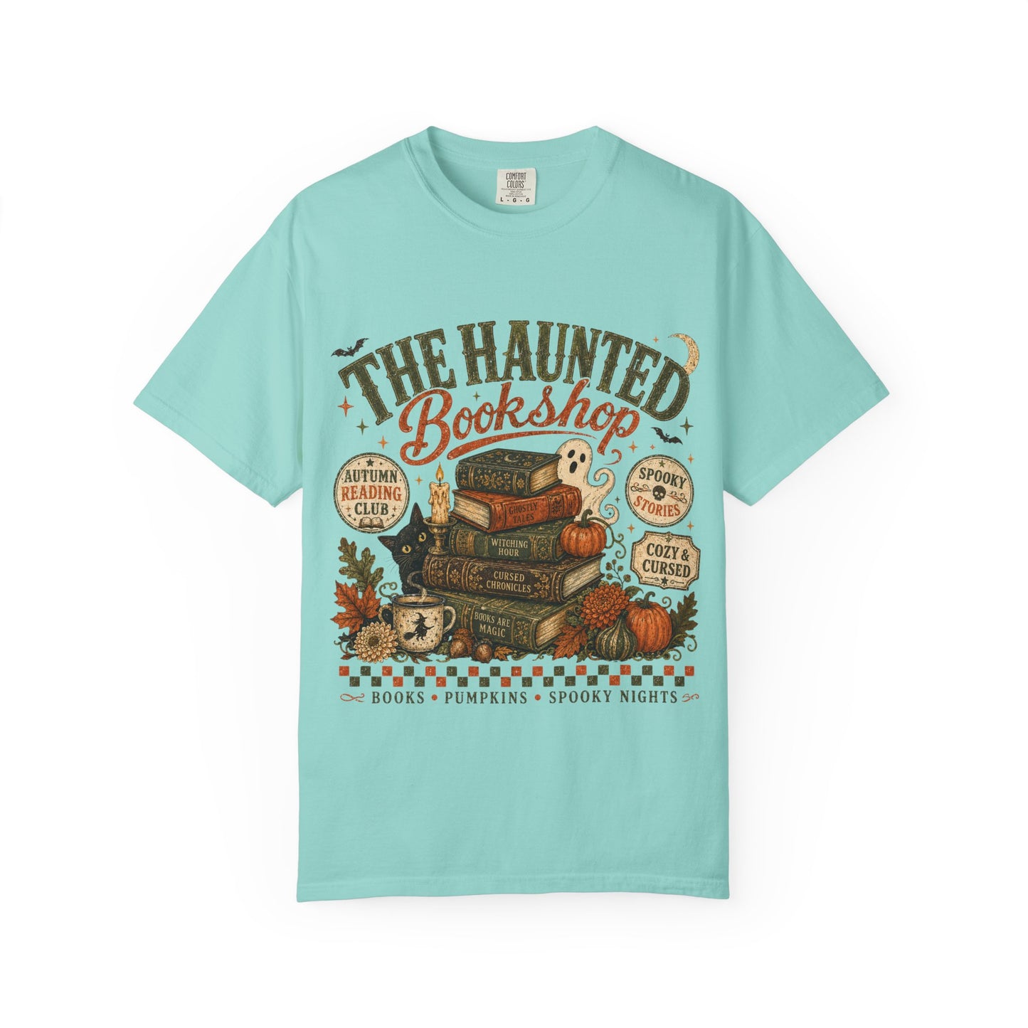 The Haunted Bookshop T-Shirt, Spooky Book Lover Shirt, Cozy Autumn Reading Tee, Halloween Bookstore Graphic, BookTok Reader Gift
