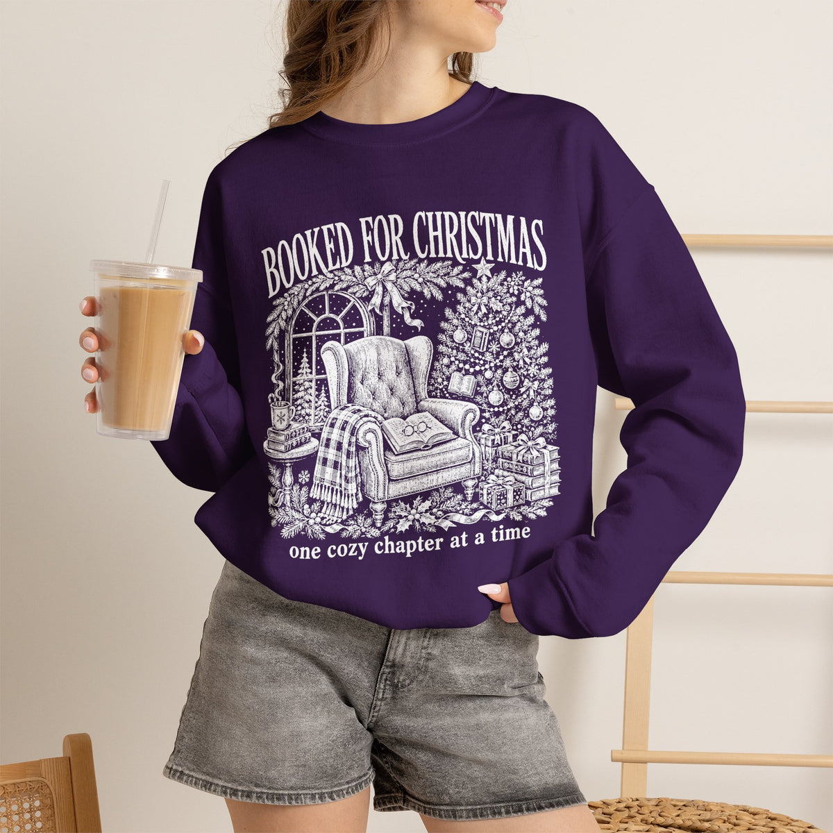Booked for Christmas Sweatshirt, Book Lover Christmas Crewneck, Cozy Reader Sweater, Bookish Holiday Shirt, BookTok Christmas Gift