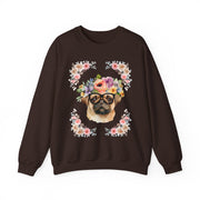 Geeky Goddess Pug Unisex Crewneck Sweatshirt