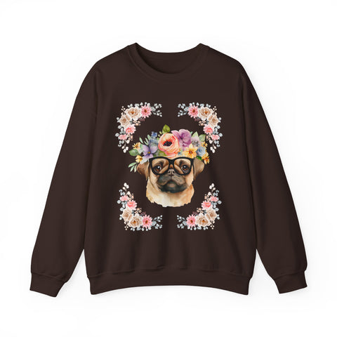 Geeky Goddess Pug Unisex Crewneck Sweatshirt