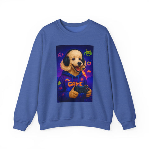 Gamer Dog Sweatshirt, Unisex Crewneck, Cute Gaming Apparel, Gift for Pet Lovers, Funny Sweatshirt, Cozy Gaming Clothing