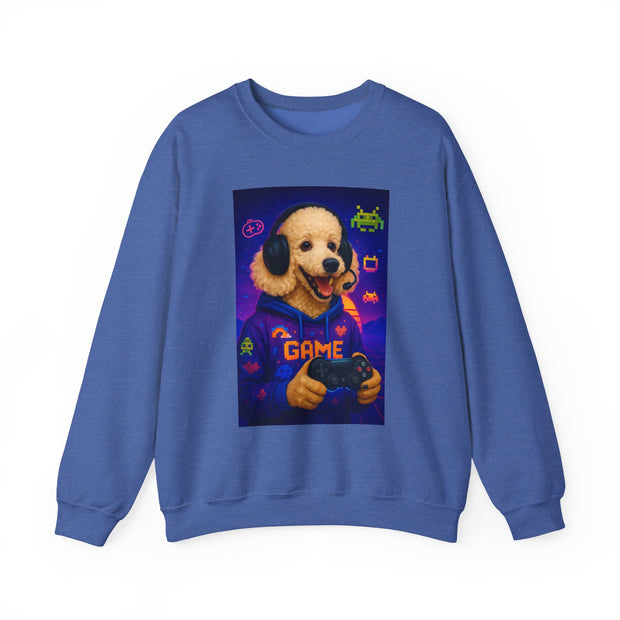 Gamer Dog Sweatshirt, Unisex Crewneck, Cute Gaming Apparel, Gift for Pet Lovers, Funny Sweatshirt, Cozy Gaming Clothing