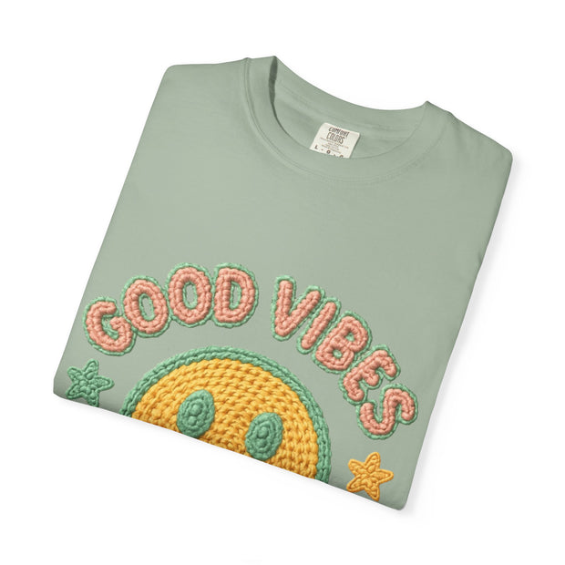 Good Vibes T-Shirt, Unisex Garment-Dyed Tee, Positive Vibe Shirt, Casual Wear, Gift for Friends, Summer Style