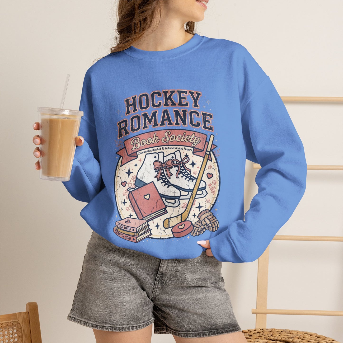 Hockey Romance Sweatshirt, Booktok Hockey Romance Crewneck, Romance Reader Sweatshirt, Cozy Hockey Book Girly Gift