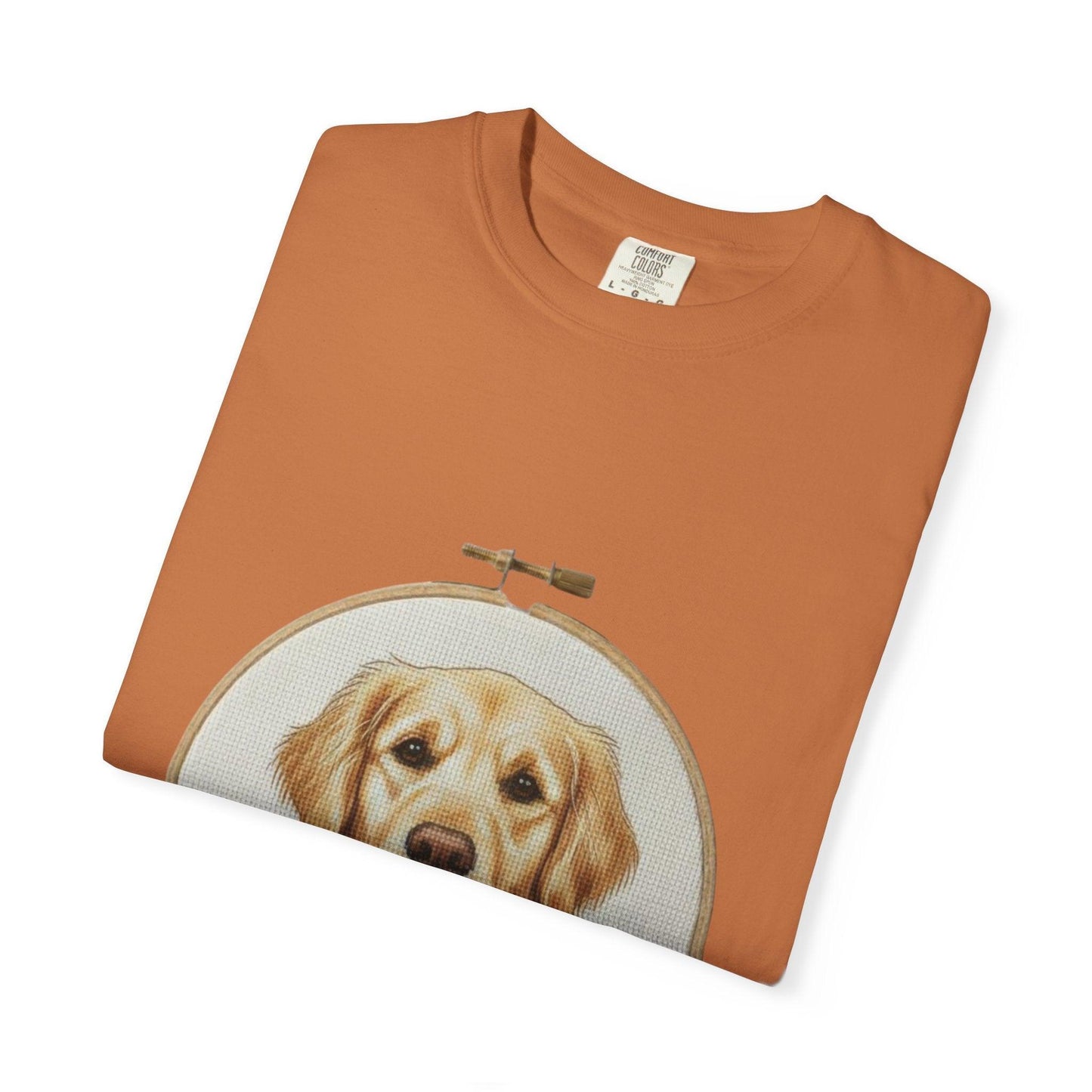 Golden Retriever Portrait T-Shirt | Embroidery Hoop Dog Art