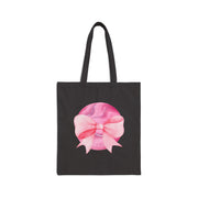 Pink Planet Wrapped In A Bow Cotton Canvas Tote Bag