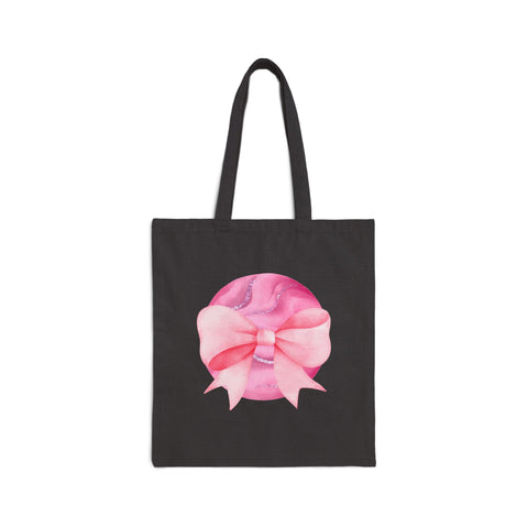 Pink Planet Wrapped In A Bow Cotton Canvas Tote Bag