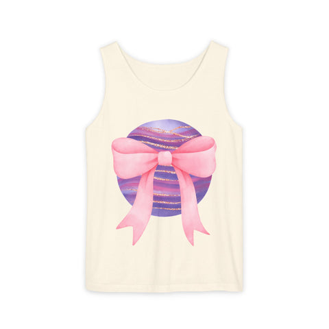 Pink/Purple Planet Wrapped In Bow Unisex Tank Top