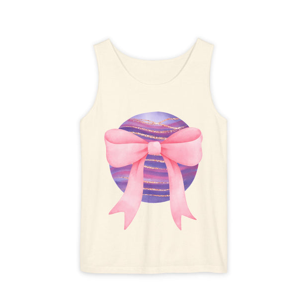 Pink/Purple Planet Wrapped In Bow Unisex Tank Top