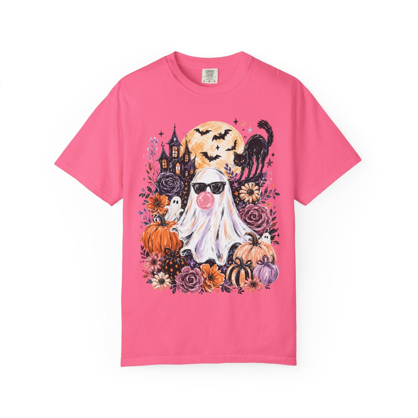Cute Sunglasses Ghost Halloween T-shirt | Pumpkin, Black Cat, Haunted House