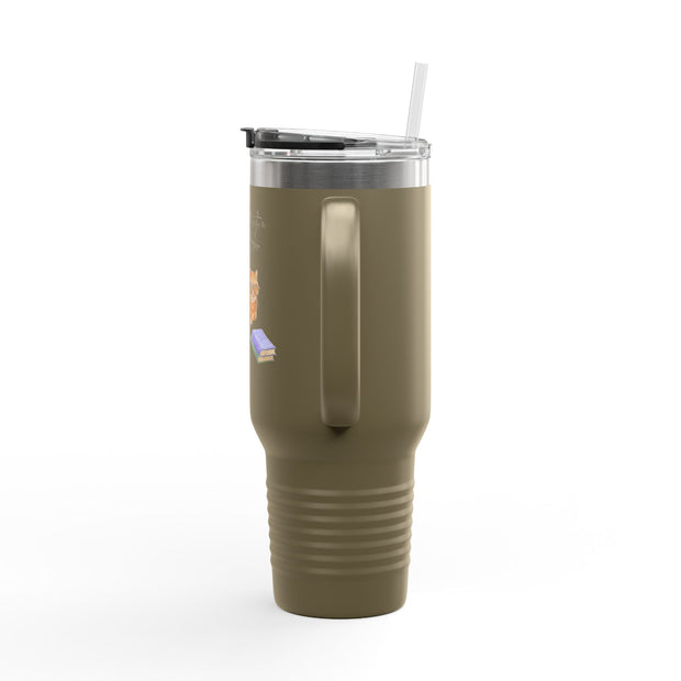 'Feline Good with a Book & Brew' Insulated Travel Mug, 40oz