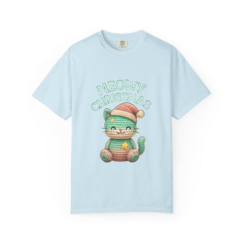 Cute Cat Christmas T-shirt, Meowy Christmas Tee, Unisex Holiday Shirt, Fun Xmas Gift, Cozy Festive Wear