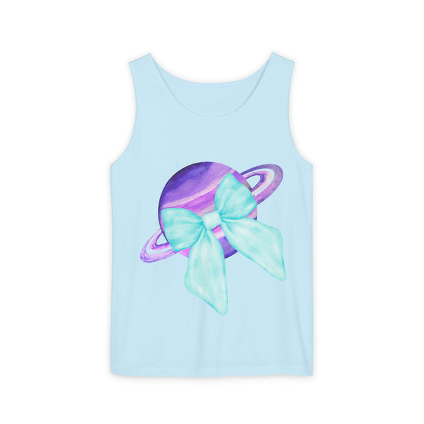 Purple Saturn Wrapped In Bow Unisex Tank Top