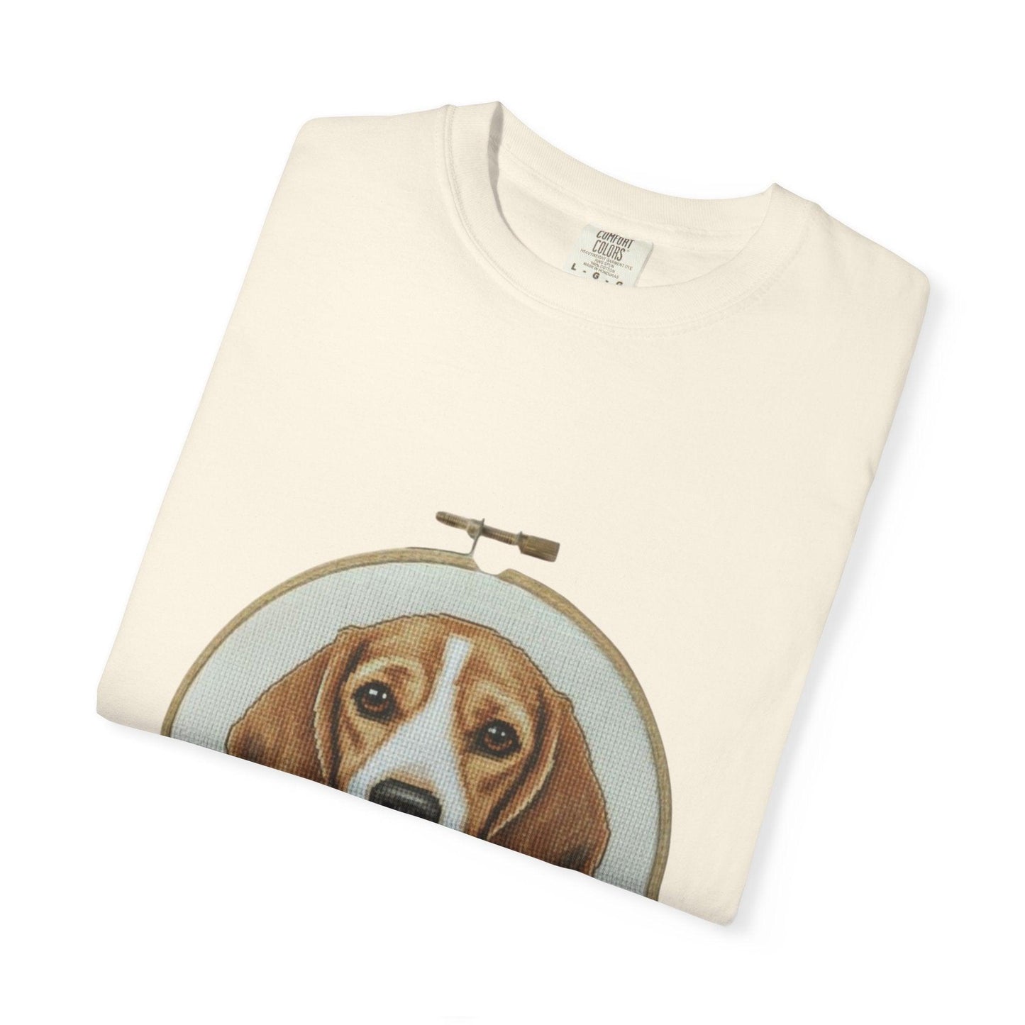 Beagle Portrait Embroidery Hoop T-shirt | Dog Art Tee