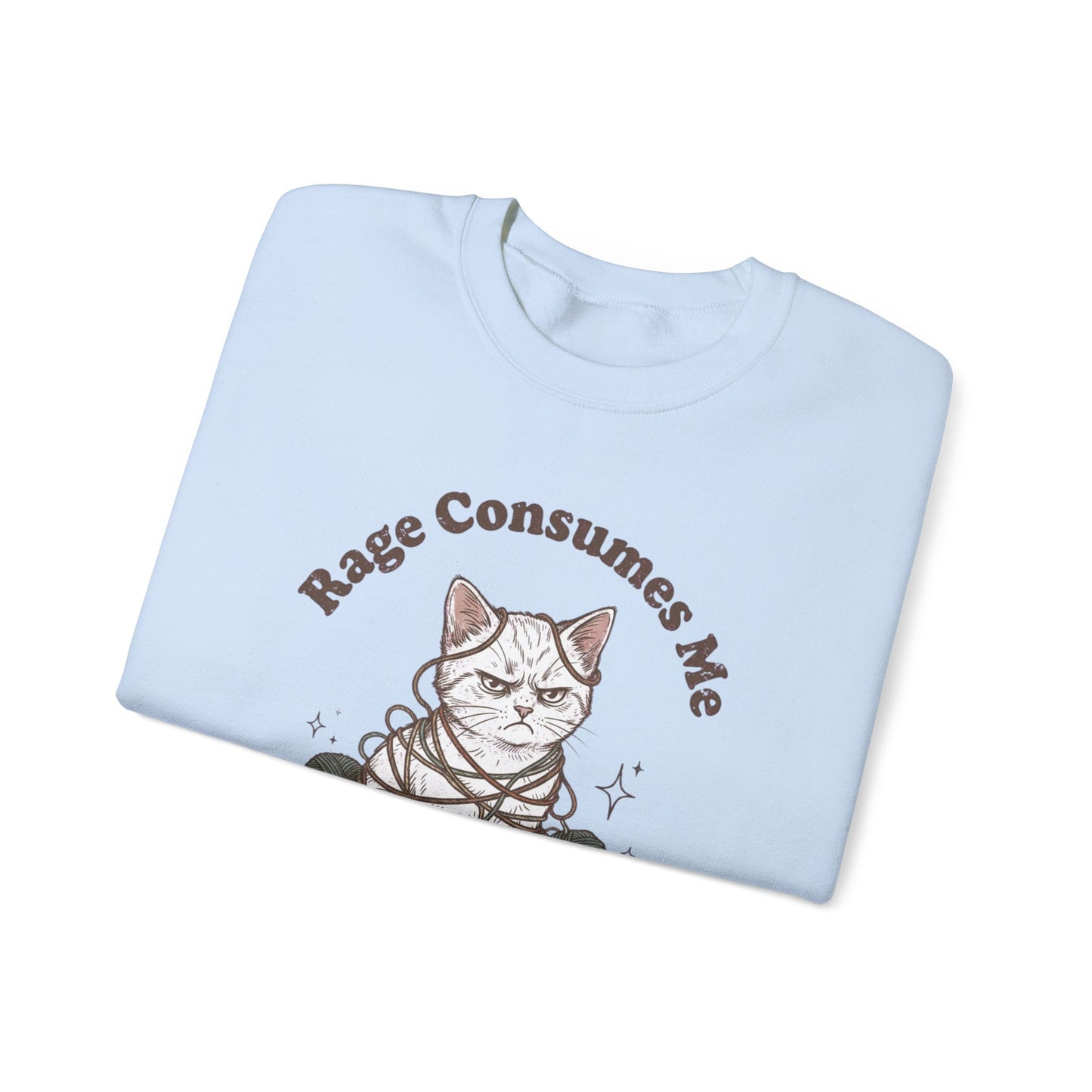 Rage Consumes Me Crochet Cat Shirt, Funny Knitting Tee, Grandma Hobbies Sweatshirt