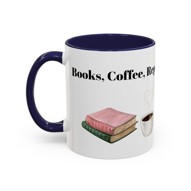'Books, Coffee, Repeat' Accent Coffee Mug