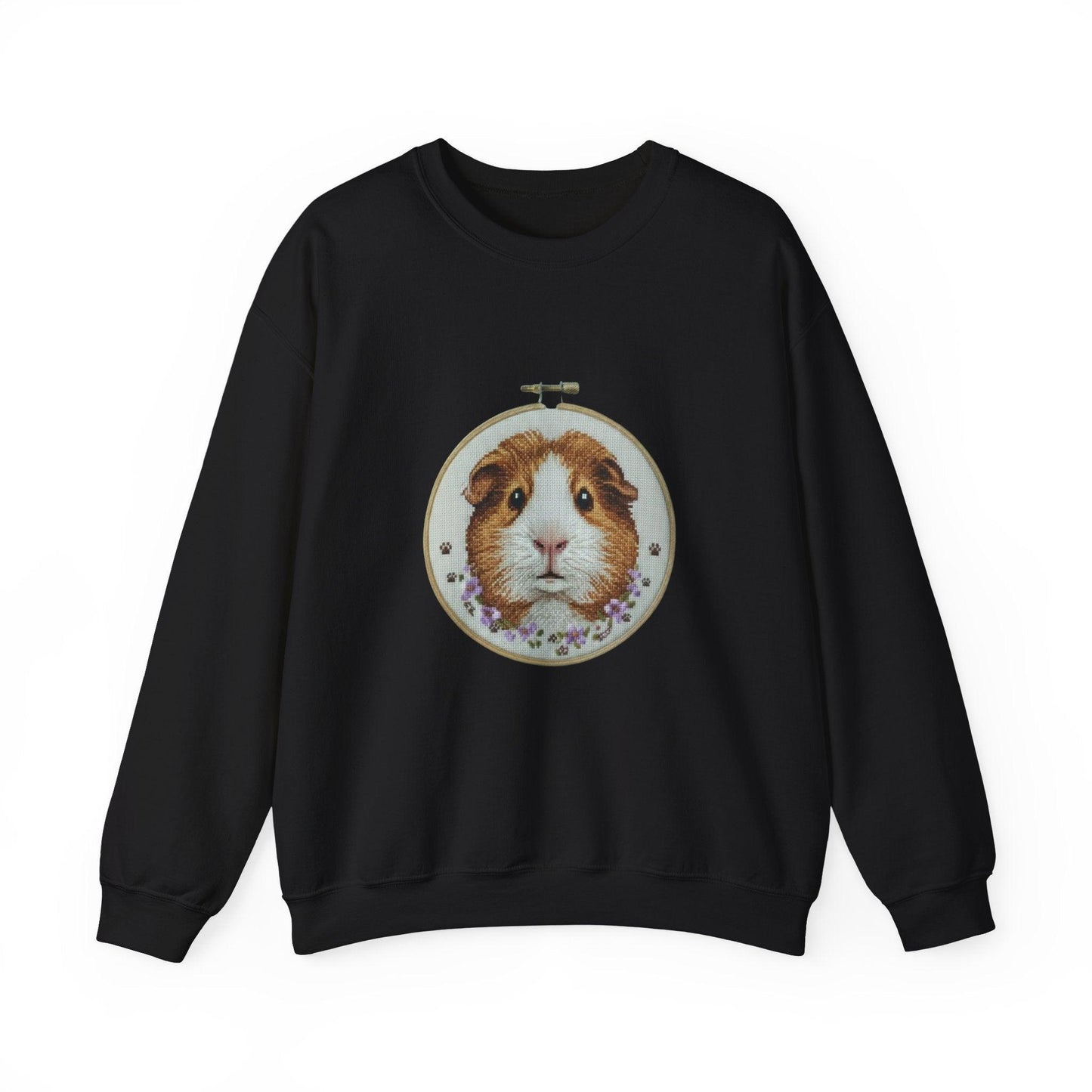 Guinea Pig Portrait Crewneck Sweatshirt | Embroidery Hoop Style