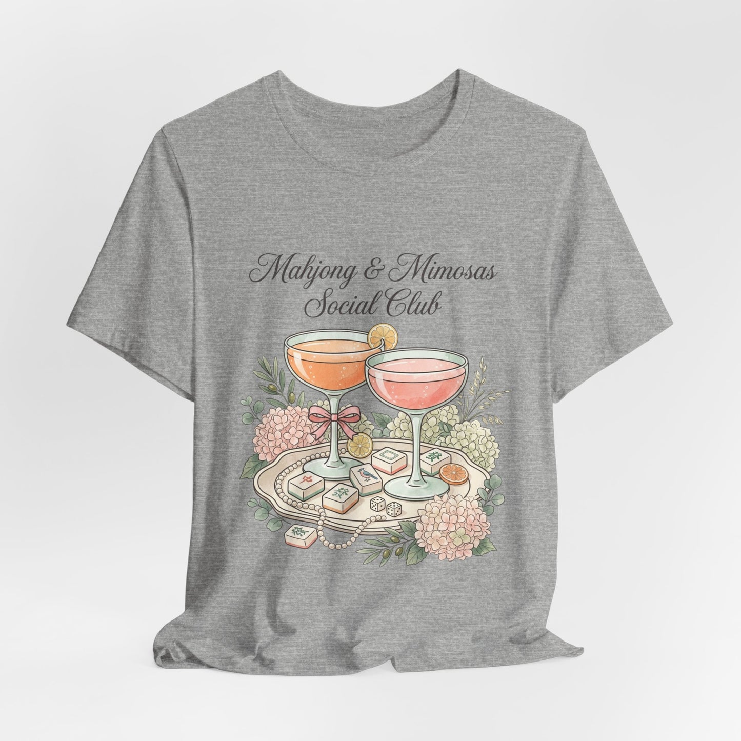 Mahjong & Mimosas Shirt, Mahjong Social Club Tee, Pastel Mahjong Graphic T-Shirt, Brunch Club Gift for Her