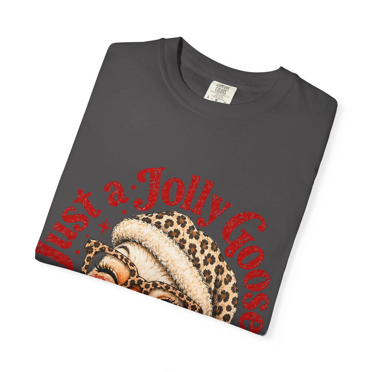 Jolly Goose Christmas Shirt, Funny Christmas Goose Tee, Leopard Santa Goose Shirt, Goose Lover Gift, Retro Holiday T-Shirt