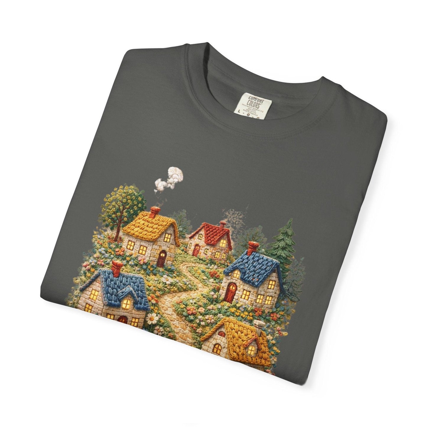 Cottage Garden Path T-shirt | Floral Village Illustration