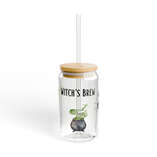 Witch's Brew Sipper Glass | 16oz Halloween Cauldron Straw Tumbler