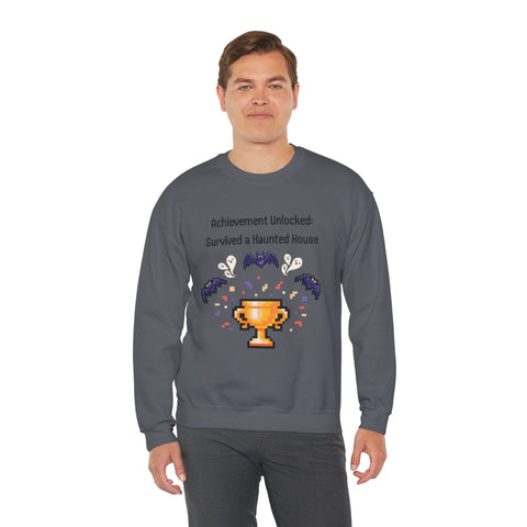 'Achievement Unlocked: Survived A Haunted House' Unisex Crewneck Sweatshirt
