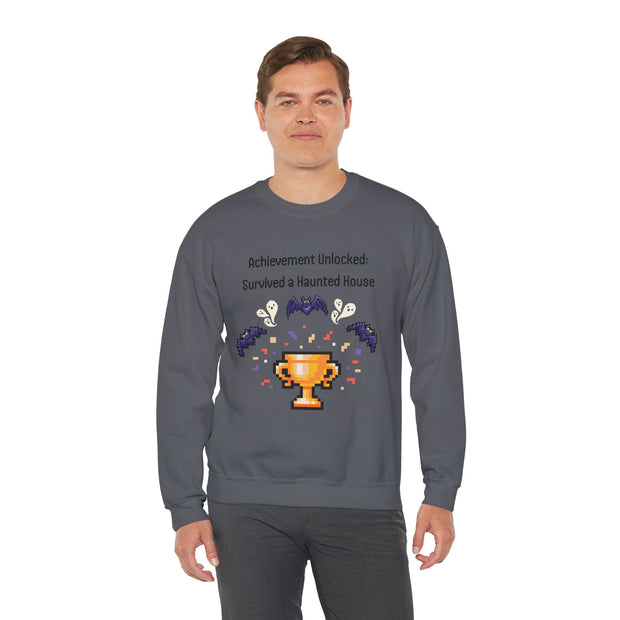 'Achievement Unlocked: Survived A Haunted House' Unisex Crewneck Sweatshirt