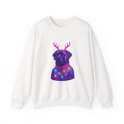 Neon Reindeer English Mastiff Sweatshirt | Dog with Antlers, Holiday Lights Sweater