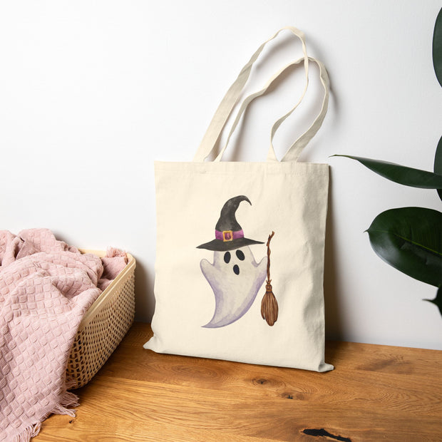 Holy Ghost Witch Cotton Canvas Tote Bag