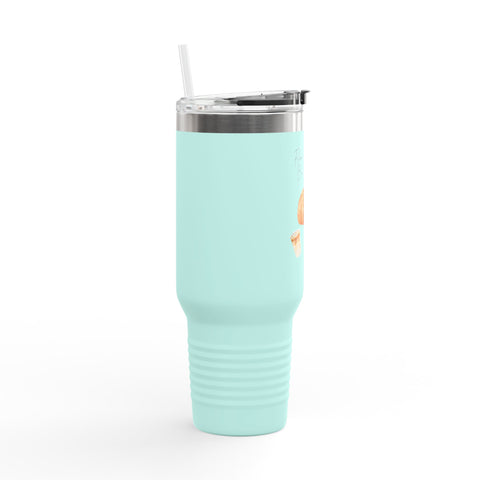 'Feline Good with a Book & Brew' Insulated Travel Mug, 40oz