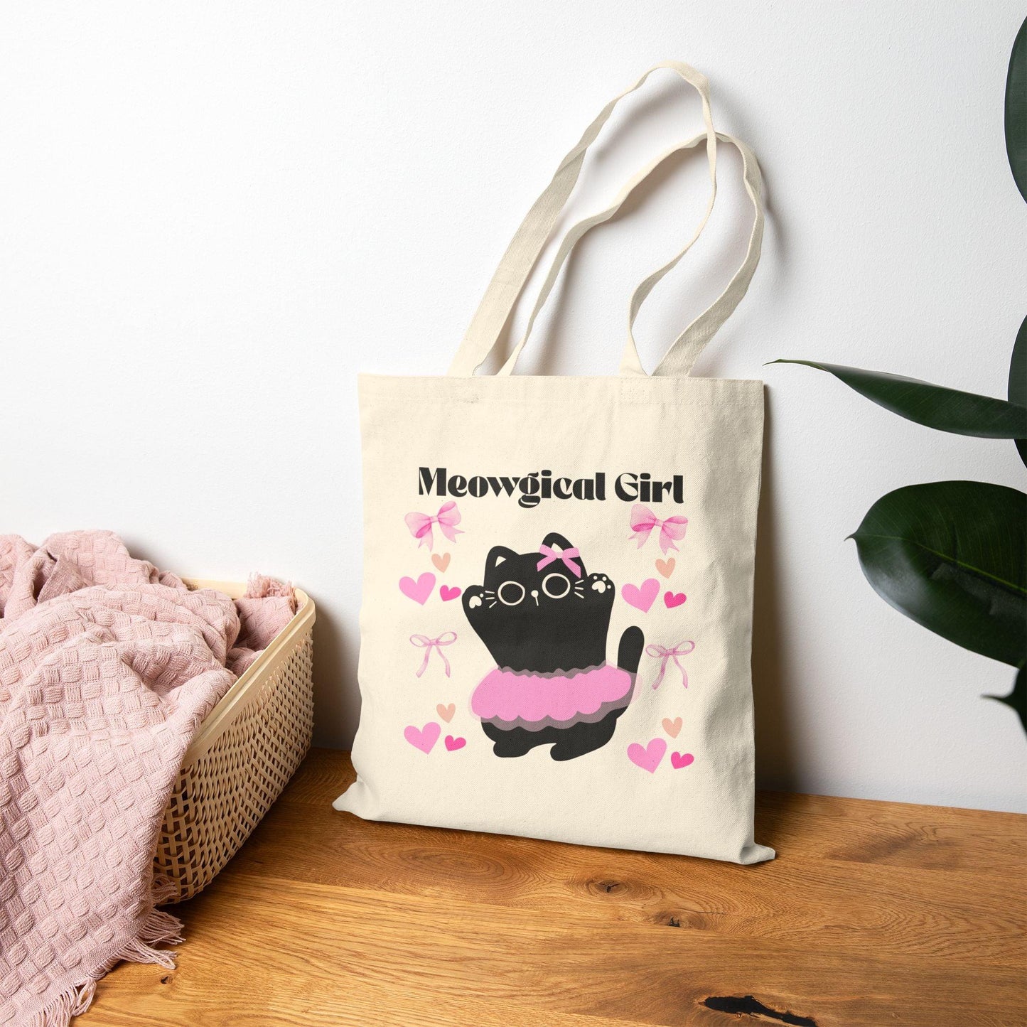 'Meowgical Girl' Cotton Canvas Tote Bag