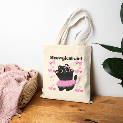 'Meowgical Girl' Cotton Canvas Tote Bag