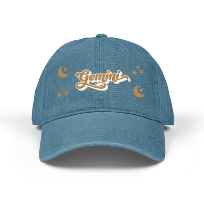 'Gemini' Denim Embroidered Cap