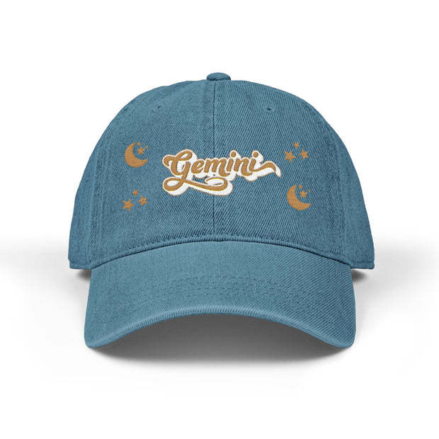'Gemini' Denim Embroidered Cap