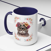 Geeky Goddess Dark Gray Cat Accent Coffee Mug