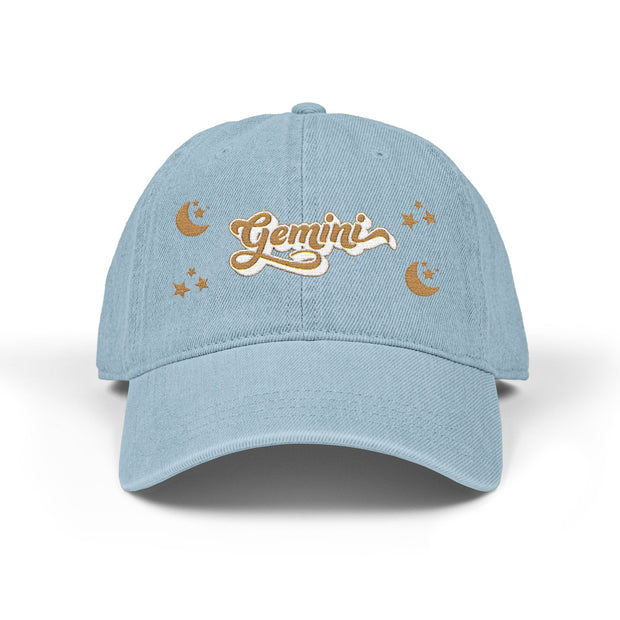 'Gemini' Denim Embroidered Cap