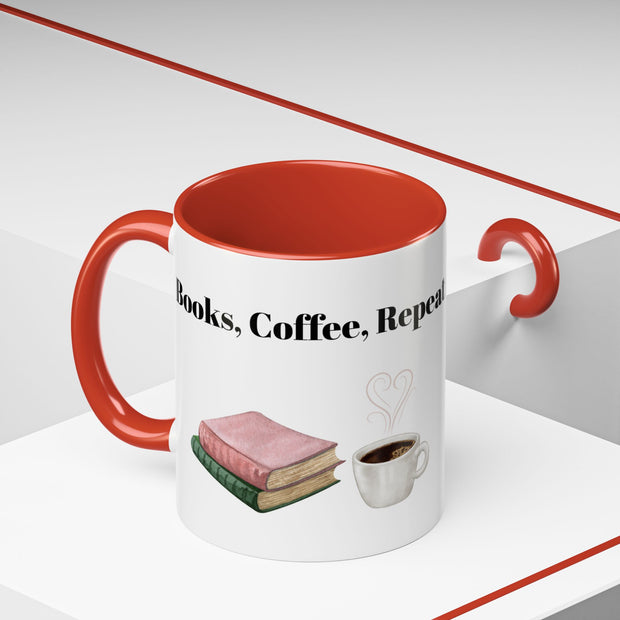 'Books, Coffee, Repeat' Accent Coffee Mug