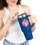 Purple Pumpkin Wrapped In A Bow Insulated Travel Mug, 40oz