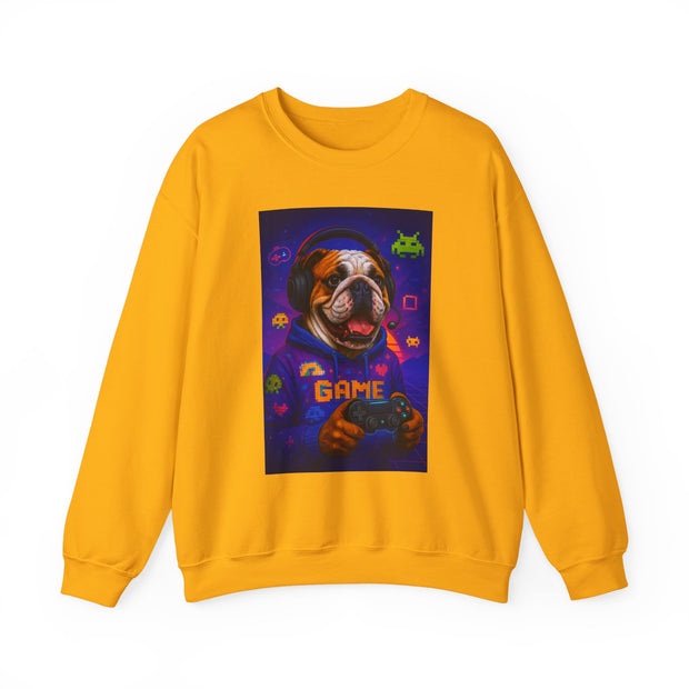 Gaming Dog Crewneck Sweatshirt, Cozy Gamer Gift, Unisex Sweatshirt, Video Game Lover Apparel, Fun Dog Design Sweatshirt