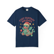 Cozy Fantasy Holidays Tee, Unisex Christmas T-shirt, Cute Dragon Apparel, Holiday Gift, Festive Graphic Tee