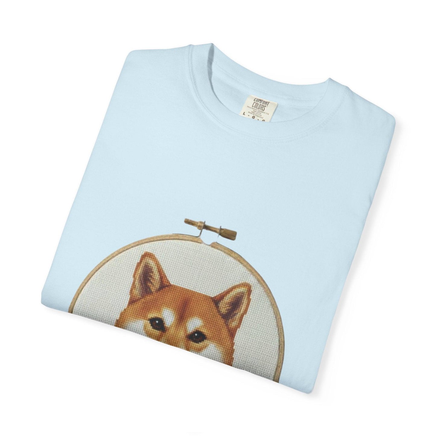 Shiba Inu Embroidery Hoop T-shirt | Dog Portrait Floral